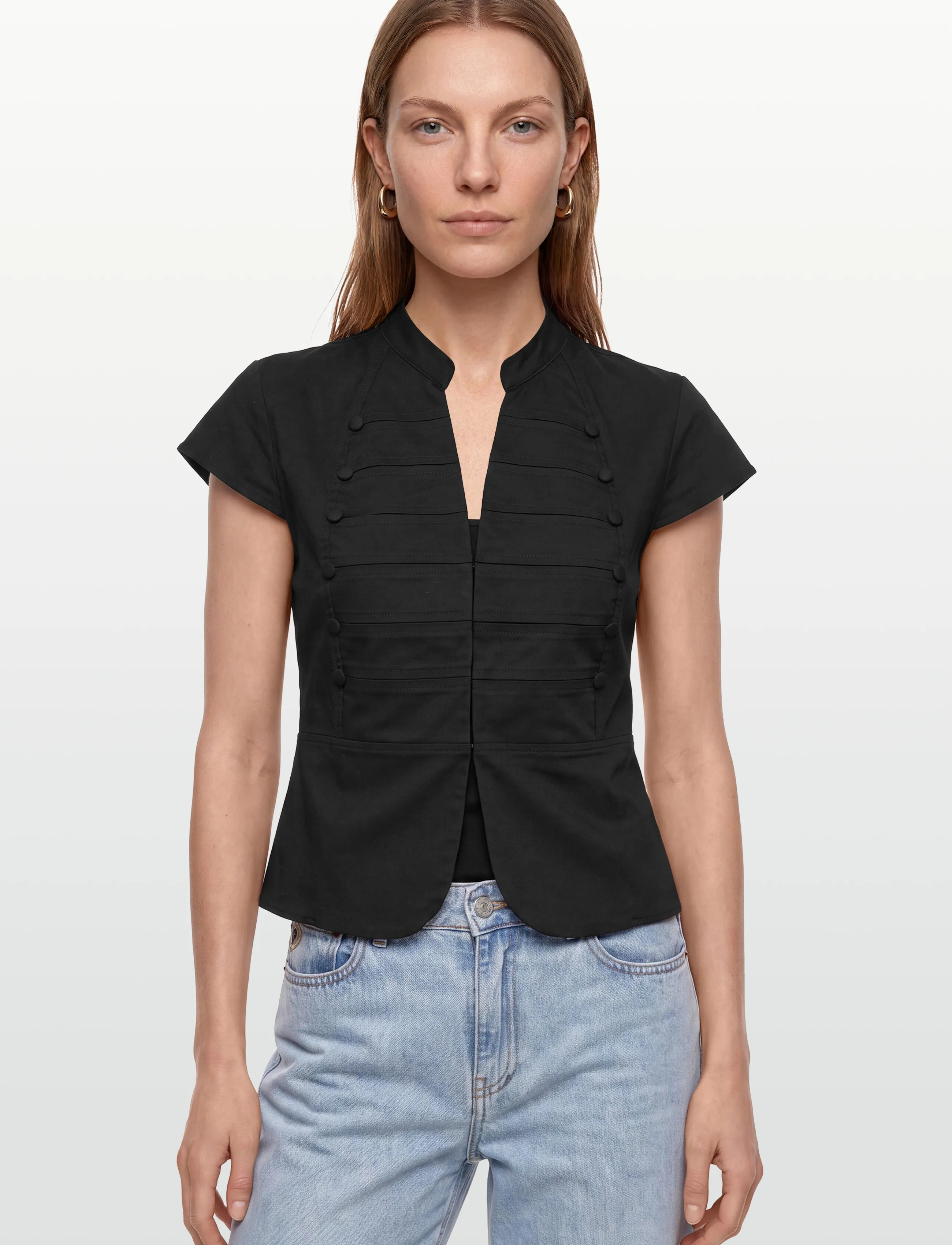 Gina Tricot - Shaped utility top - lühikeste varrukatega särgid - black (9000) - 3