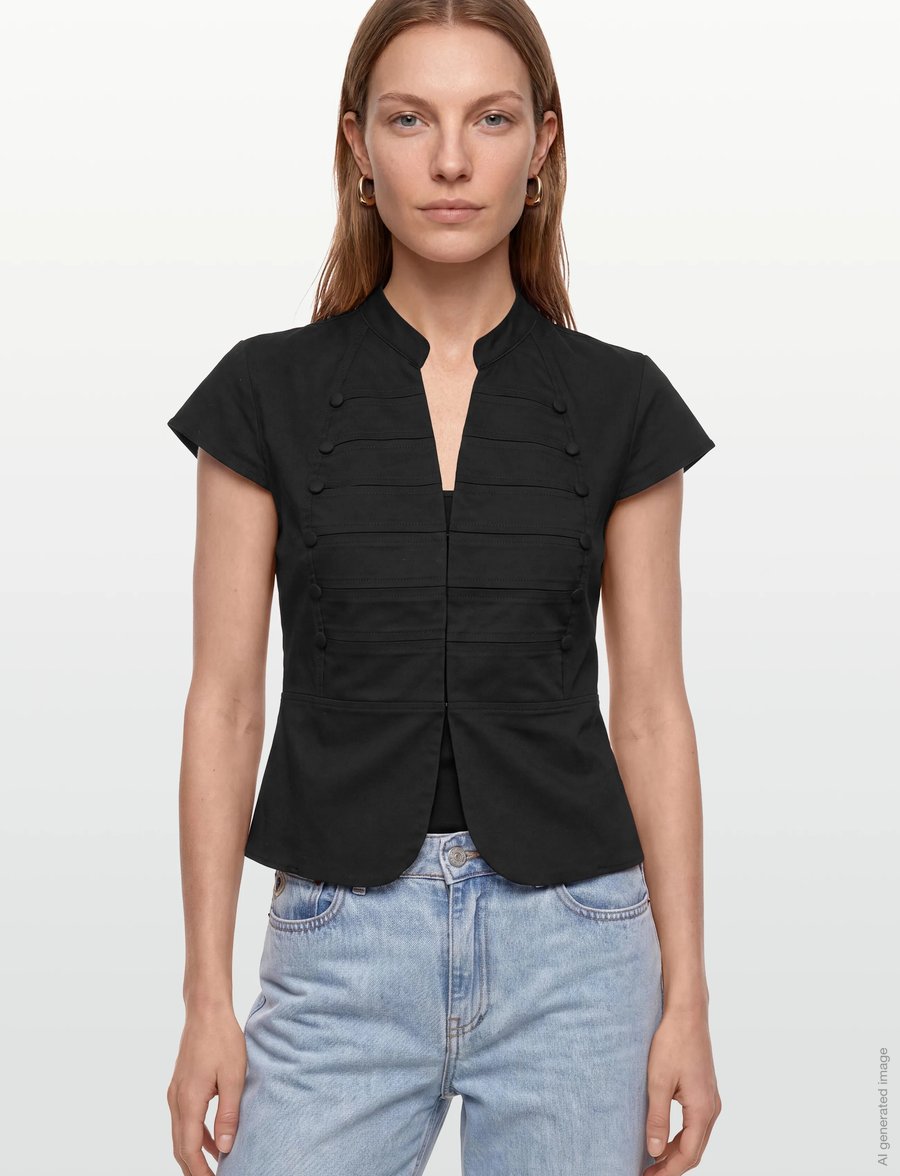 Gina Tricot - Shaped utility top - lühikeste varrukatega särgid - black (9000) - 3