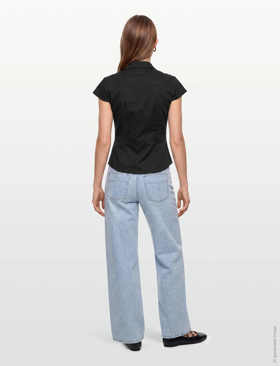 Gina Tricot - Shaped utility top - lühikeste varrukatega särgid - black (9000) - 4