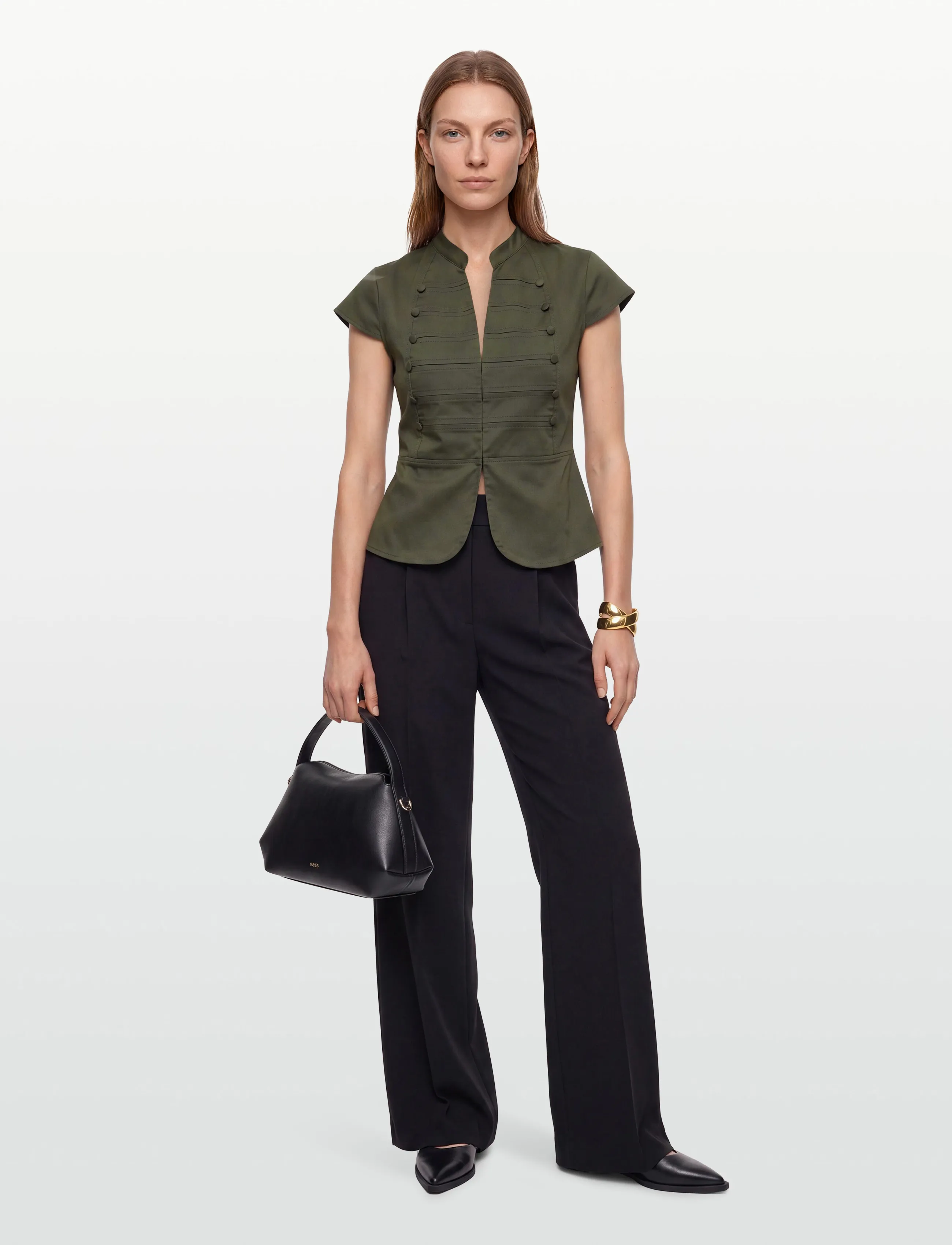 Gina Tricot - Shaped utility top - kortærmede skjorter - khaki (7260) - 0