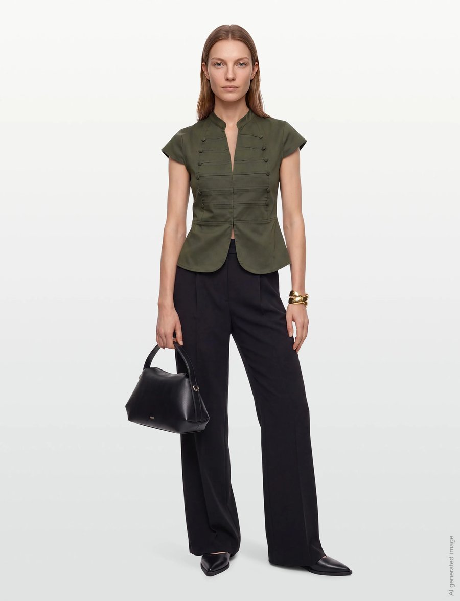 Gina Tricot - Shaped utility top - kortærmede skjorter - khaki (7260) - 0