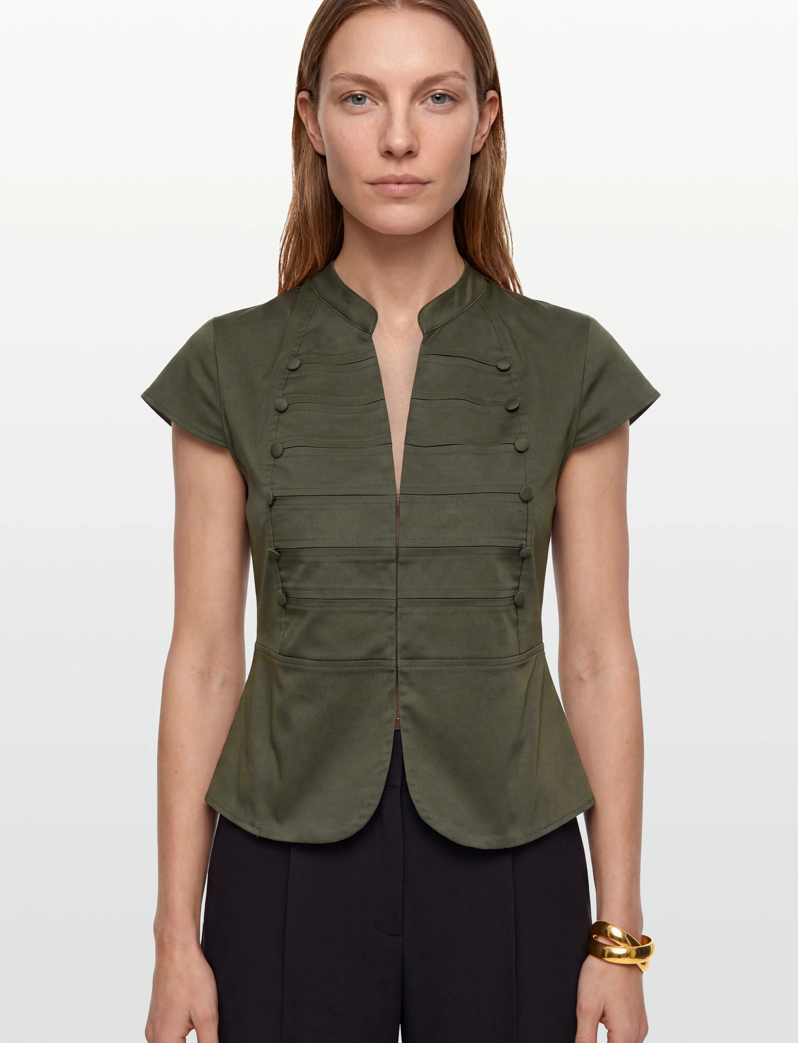 Gina Tricot - Shaped utility top - kortærmede skjorter - khaki (7260) - 3