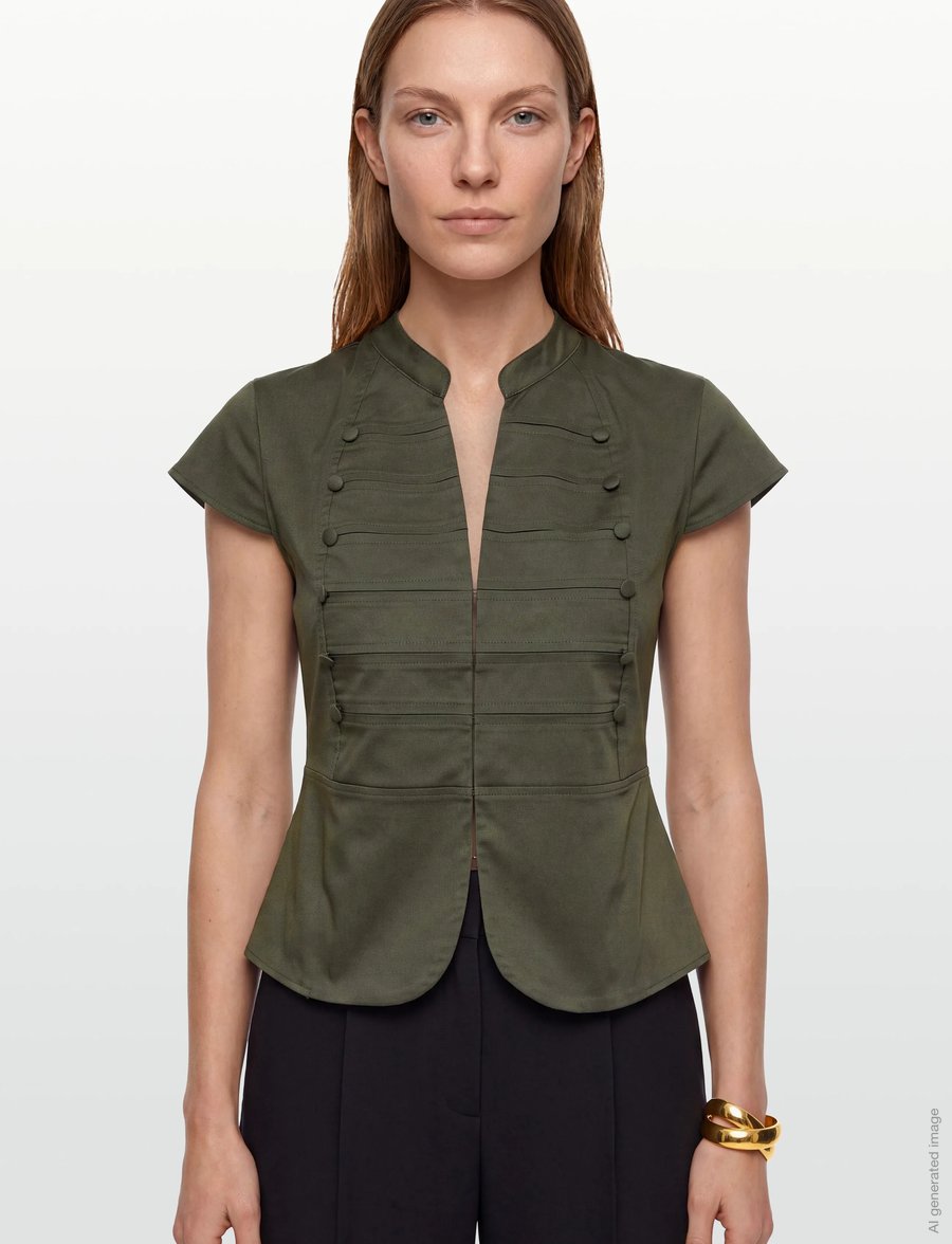 Gina Tricot - Shaped utility top - kortærmede skjorter - khaki (7260) - 3