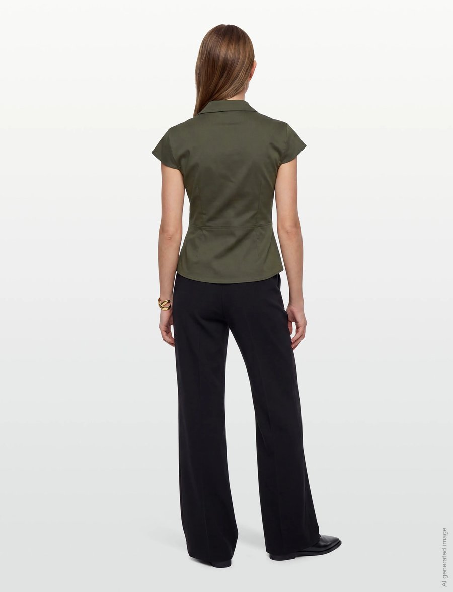 Gina Tricot - Shaped utility top - kortærmede skjorter - khaki (7260) - 4