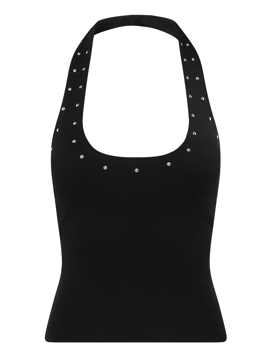 Gina Tricot - Studded halterneck top - Ärmellose tops - black (9000) - 0