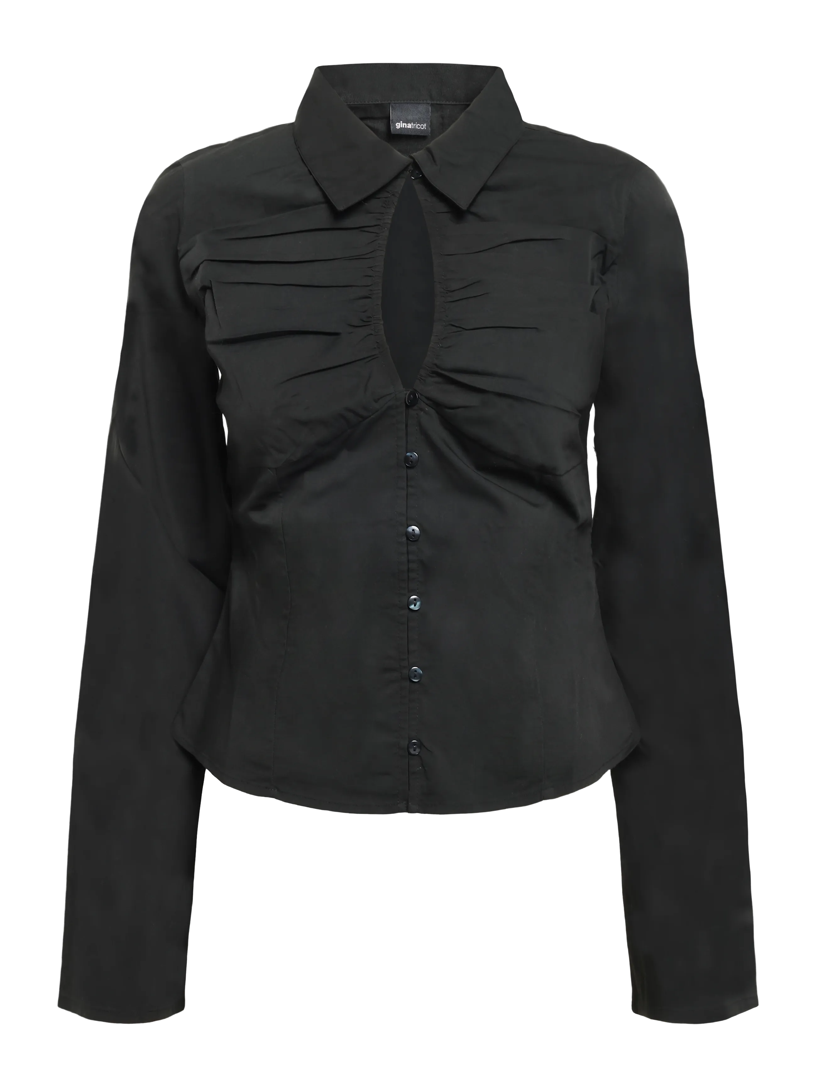 Gina Tricot Keyhole long sleeve shirt - Riided - BLACK (9000) / black