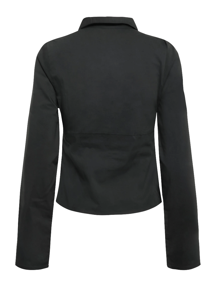 Gina Tricot - Keyhole long sleeve shirt - pikkade varrukatega särgid - black (9000) - 1