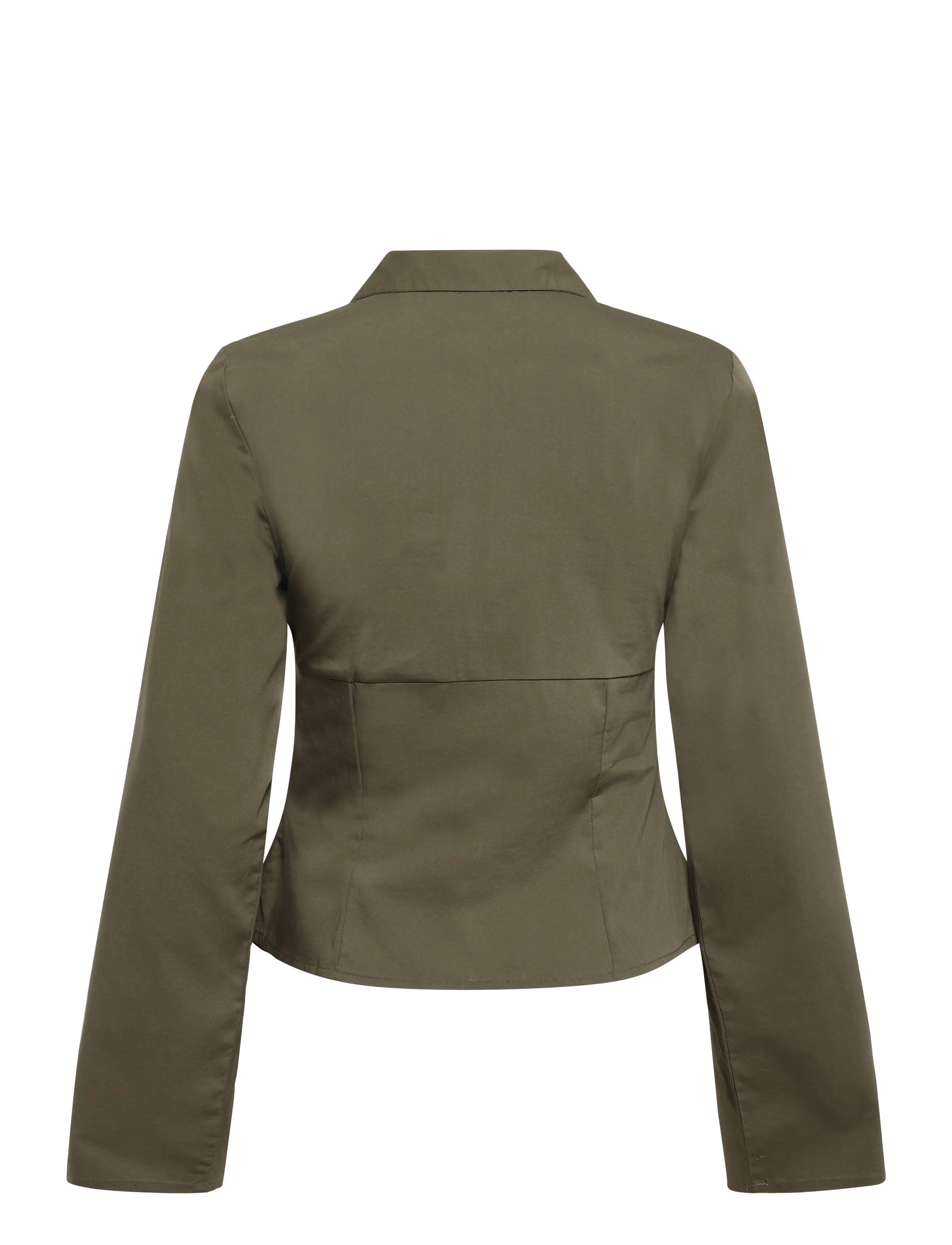 Gina Tricot - Keyhole long sleeve shirt - langärmlige hemden - khaki (7260) - 1