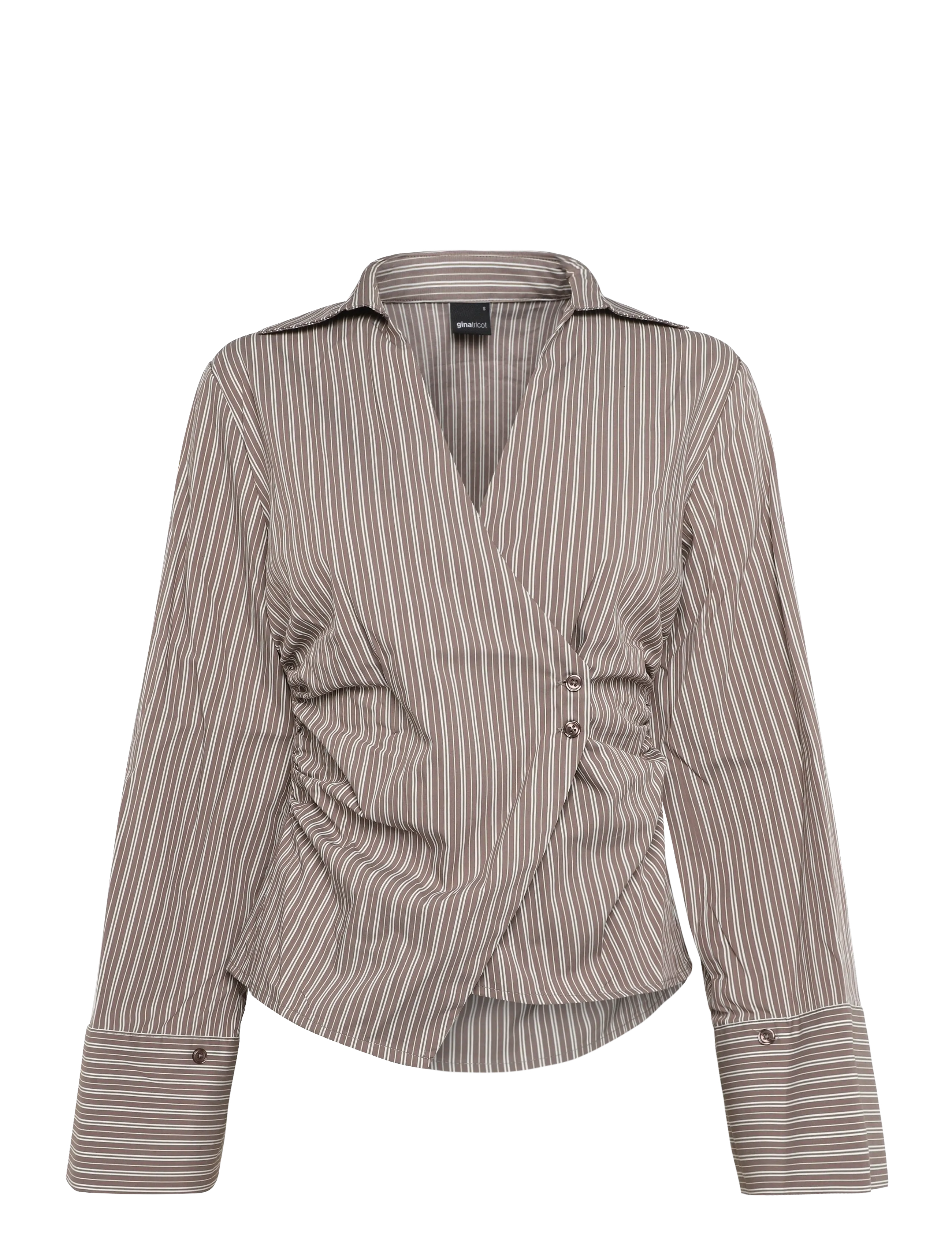 Gina Tricot Wrap shirt - Hemden - BEIGE STRIPE / beige