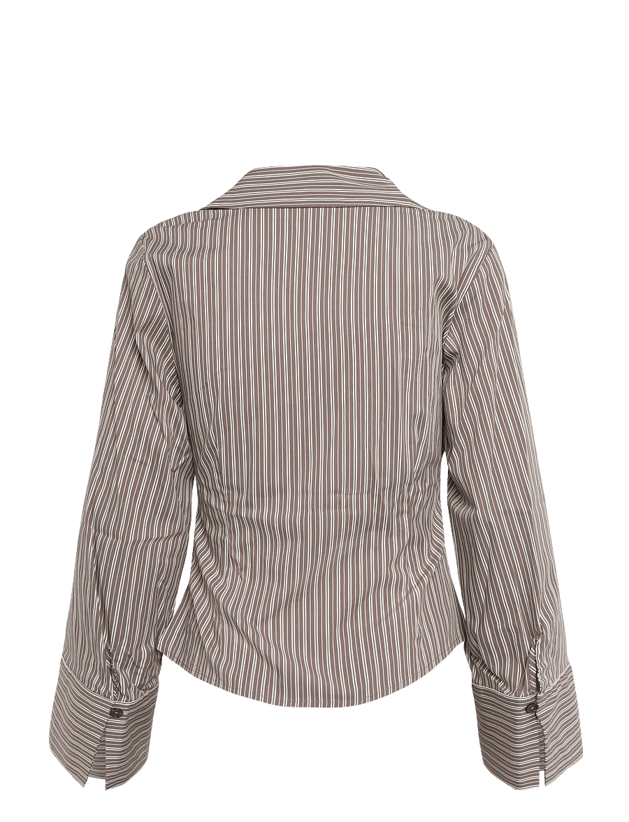 Gina Tricot - Wrap shirt - langärmlige hemden - beige stripe - 1