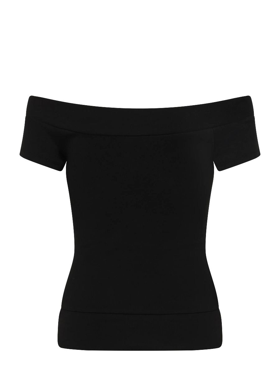 Gina Tricot - Wide neck top - t-shirts - black (9000) - 1