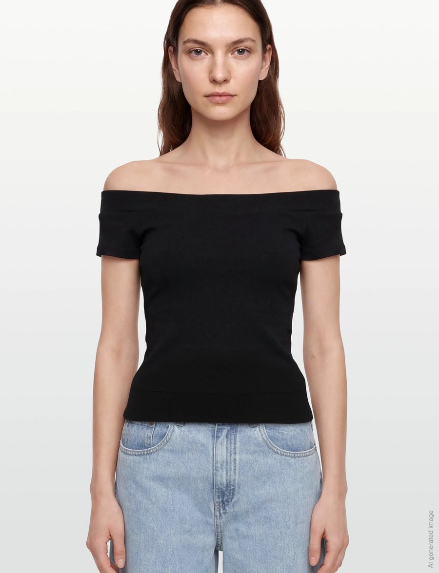 Gina Tricot - Wide neck top - t-shirts - black (9000) - 3