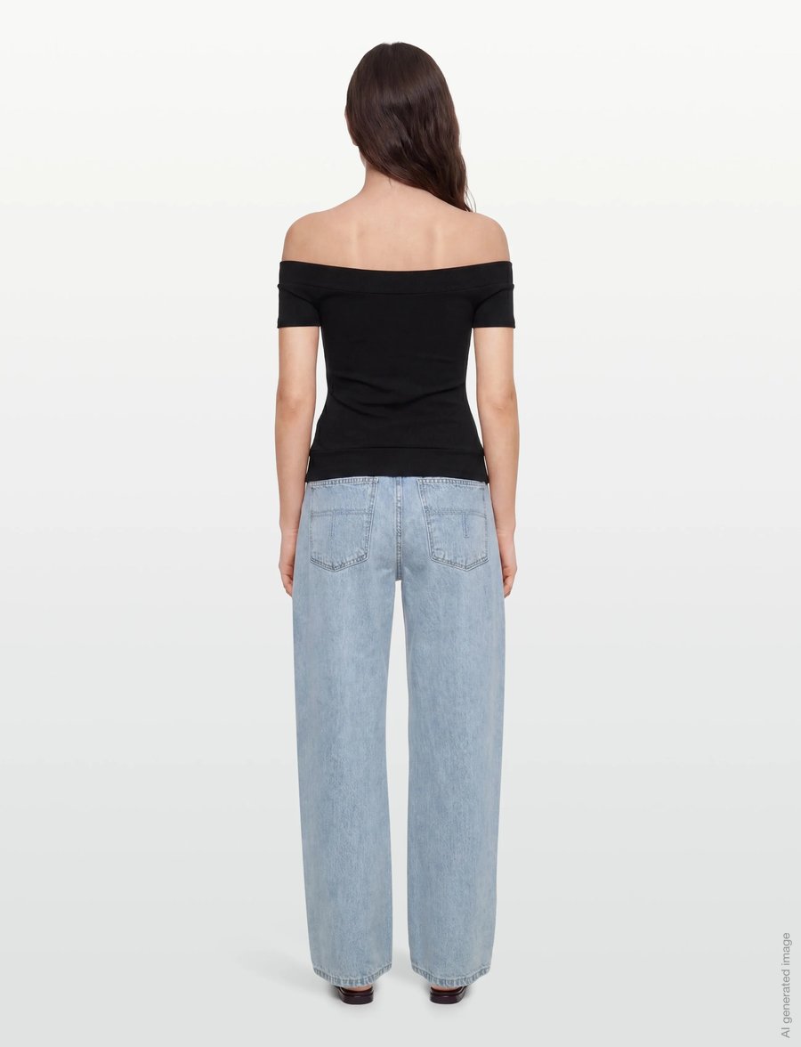 Gina Tricot - Wide neck top - t-shirts - black (9000) - 4