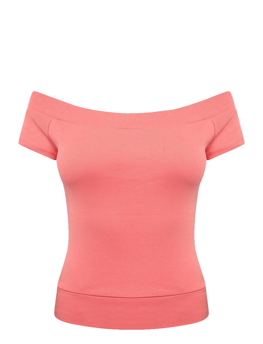 Gina Tricot - Wide neck top - t-shirts - coral - 0