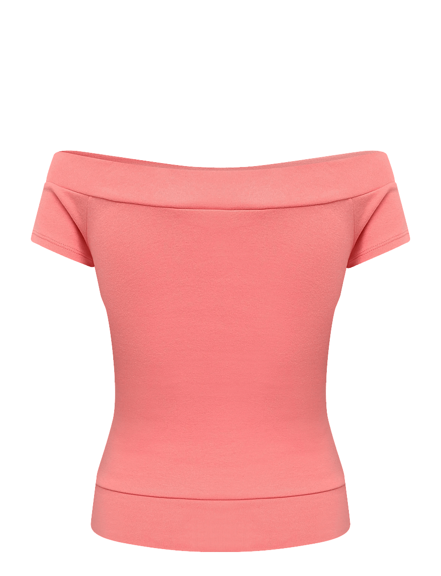 Gina Tricot - Wide neck top - t-shirts - coral - 1