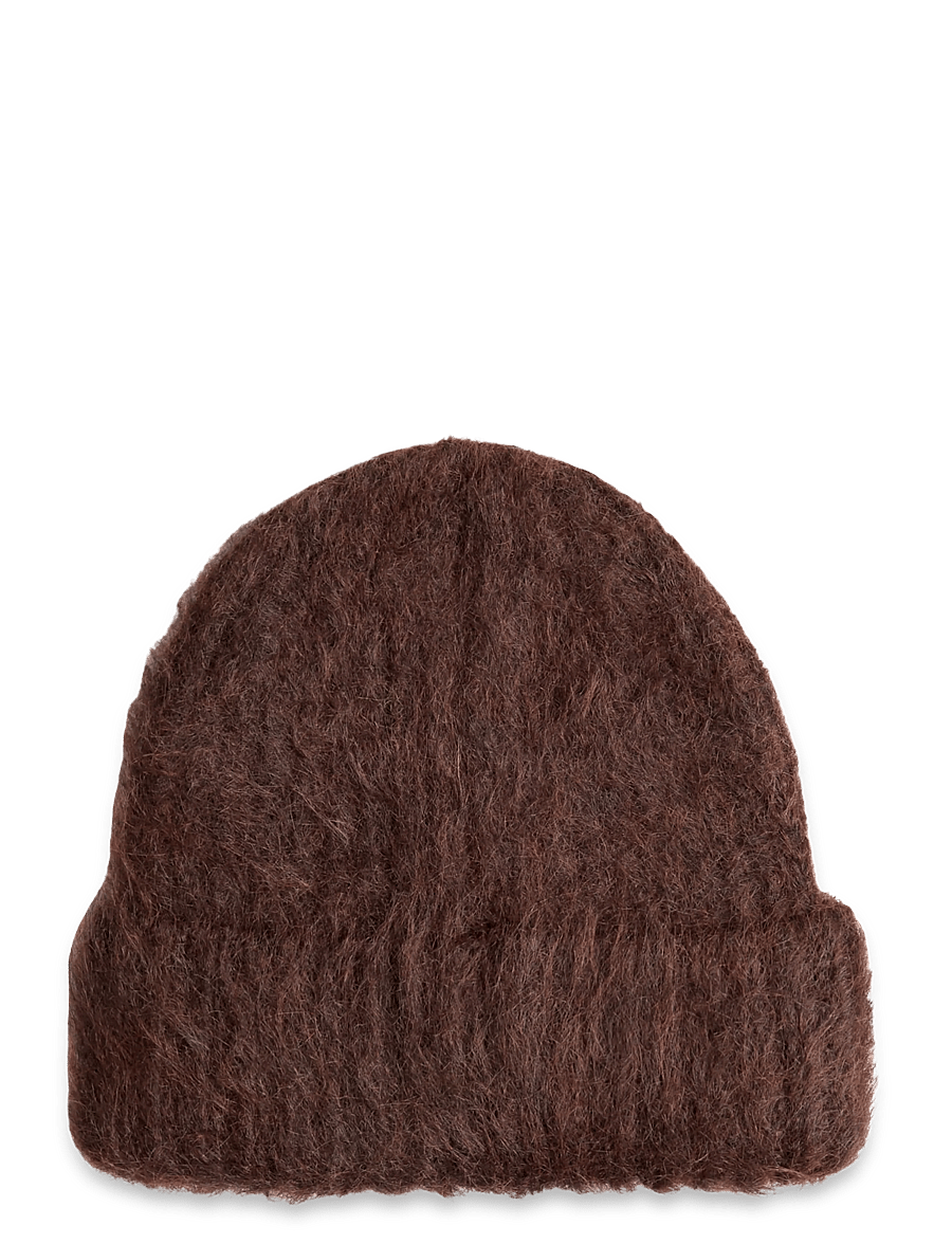 Gina Tricot - Chunky hairy beanie - kootud mütsid - dark brown (7180) - 0