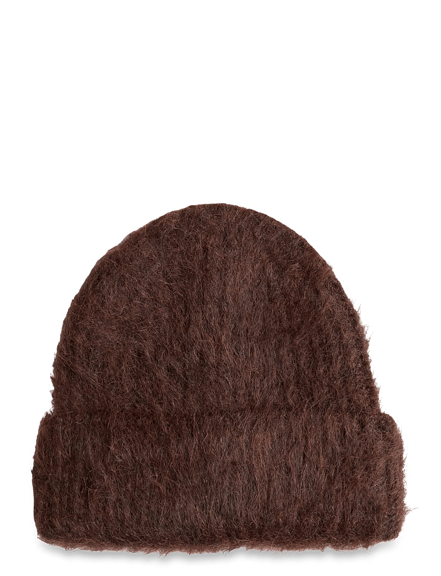 Gina Tricot - Chunky hairy beanie - kootud mütsid - dark brown (7180) - 1
