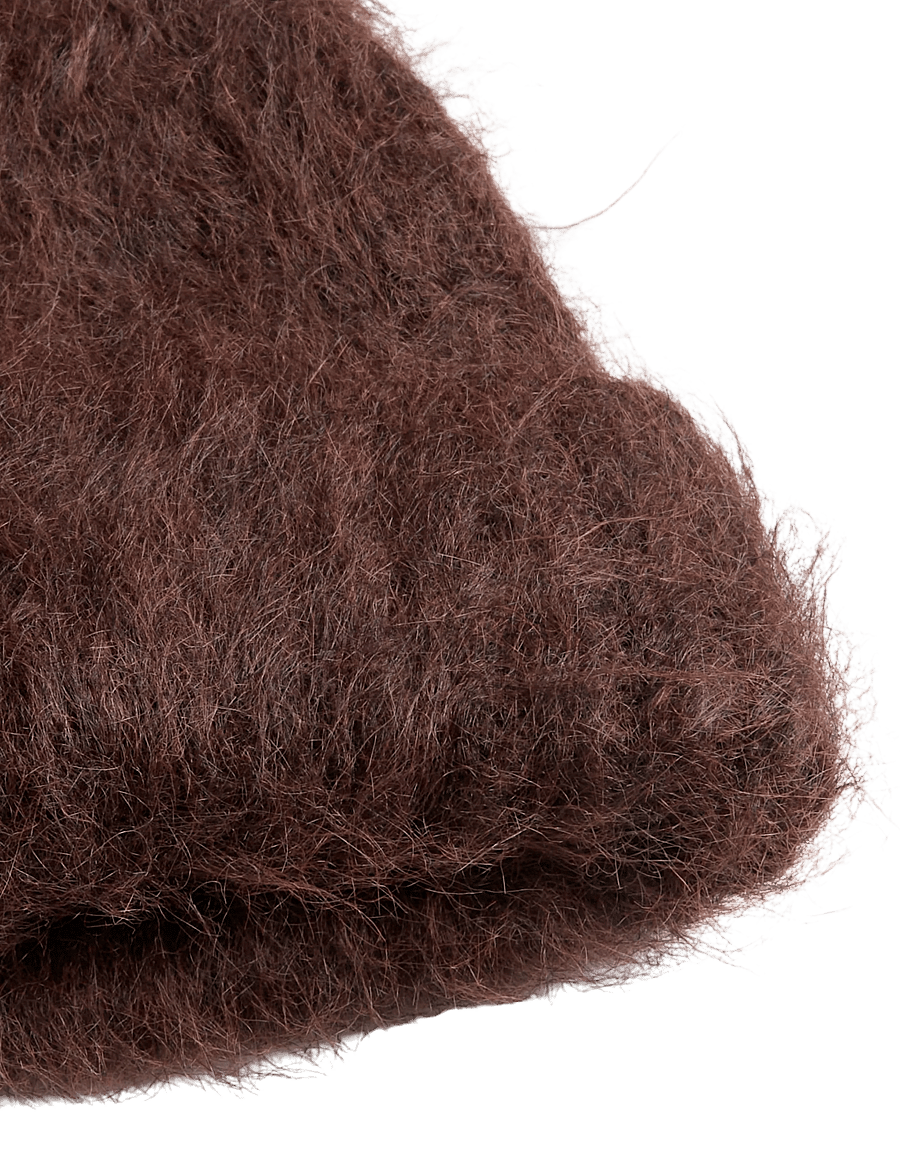 Gina Tricot - Chunky hairy beanie - kootud mütsid - dark brown (7180) - 2