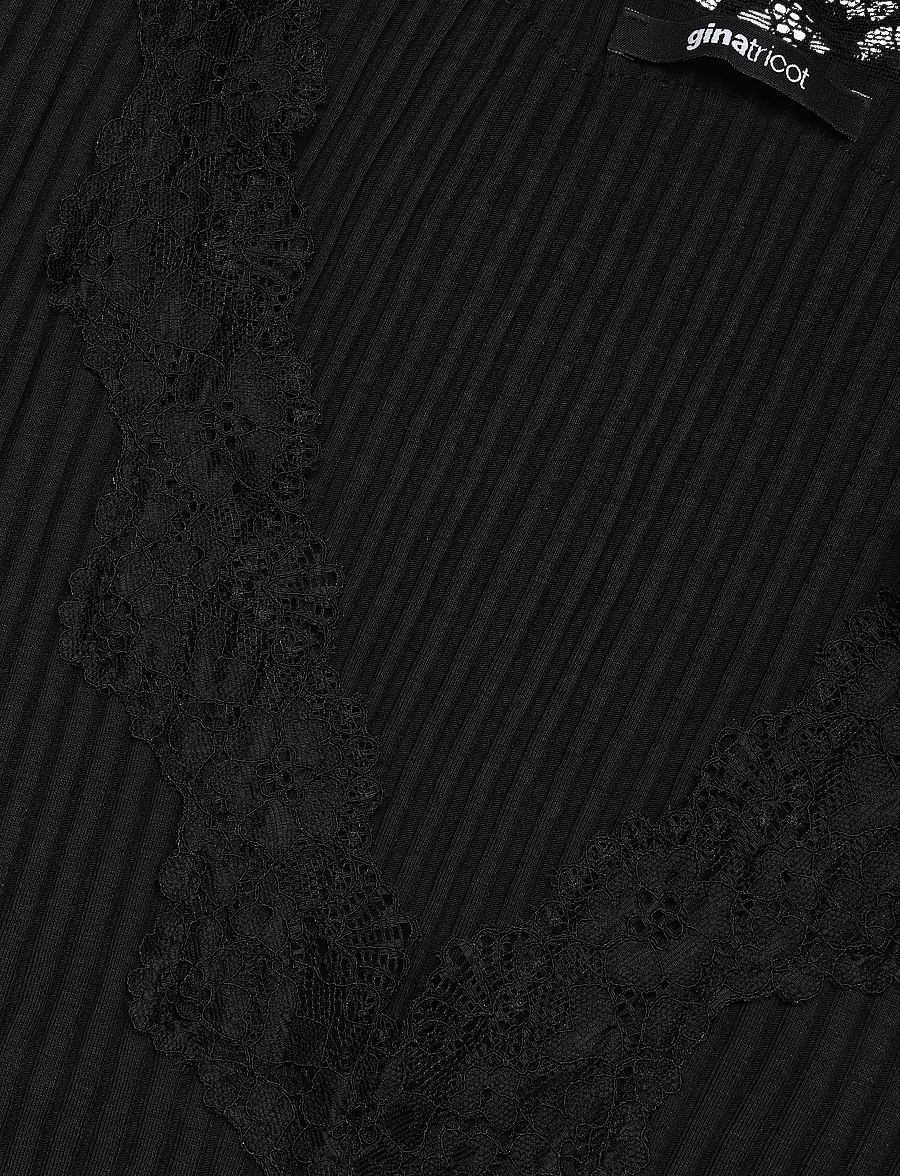 Gina Tricot - Lace detail rib top - t-shirts - black (9000) - 5