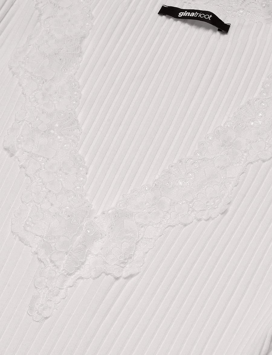 Gina Tricot - Lace detail rib top - t-särgid - offwhite - 5