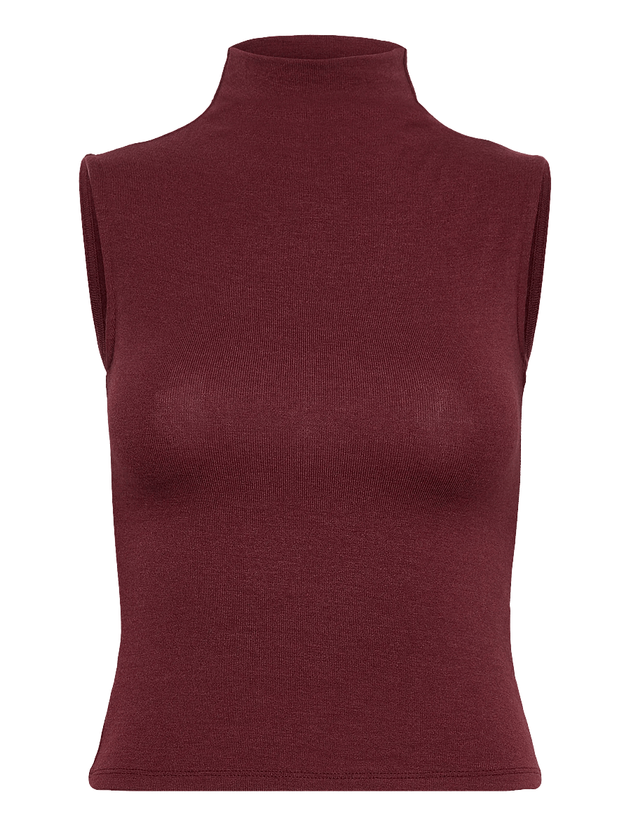 Gina Tricot - Funnel neck top - kõrge kaelusega kudumid - red mahogany - 0