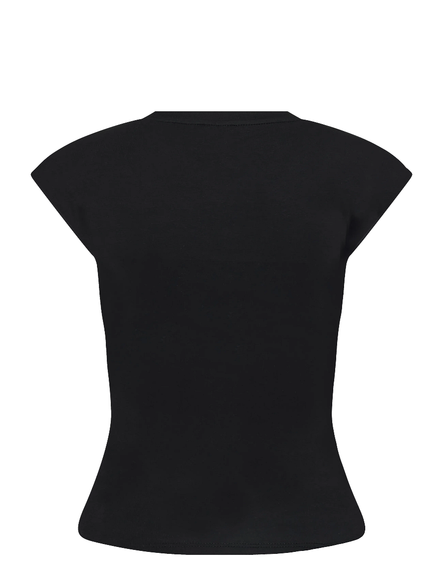 Gina Tricot - V-neck button top - t-shirts - black (9000) - 2