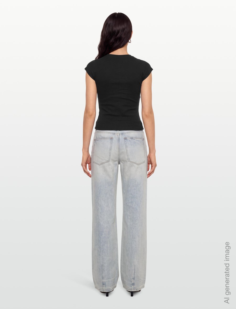 Gina Tricot - V-neck button top - t-shirts - black (9000) - 4
