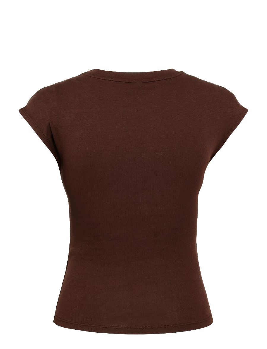 Gina Tricot - V-neck button top - t-shirts - decadent chocolate - 1