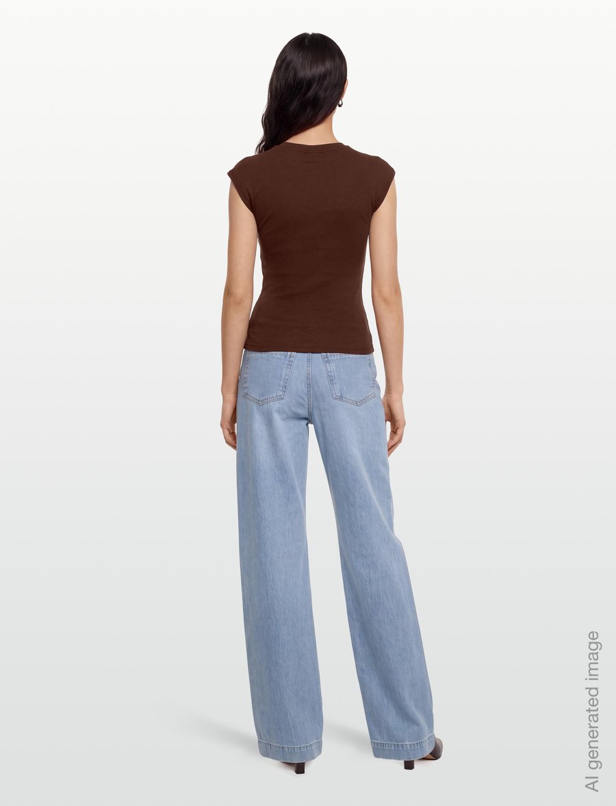Gina Tricot - V-neck button top - t-shirts - decadent chocolate - 4