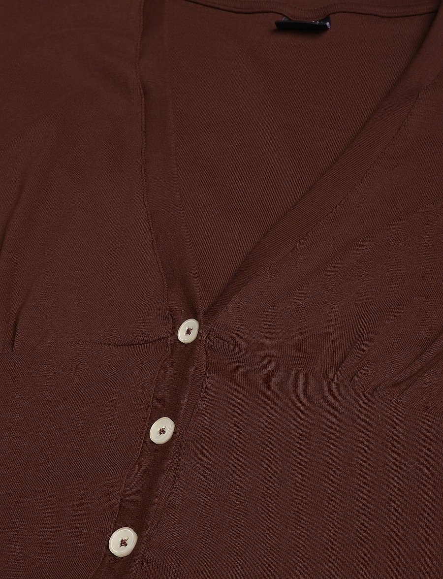 Gina Tricot - V-neck button top - t-shirts - decadent chocolate - 2