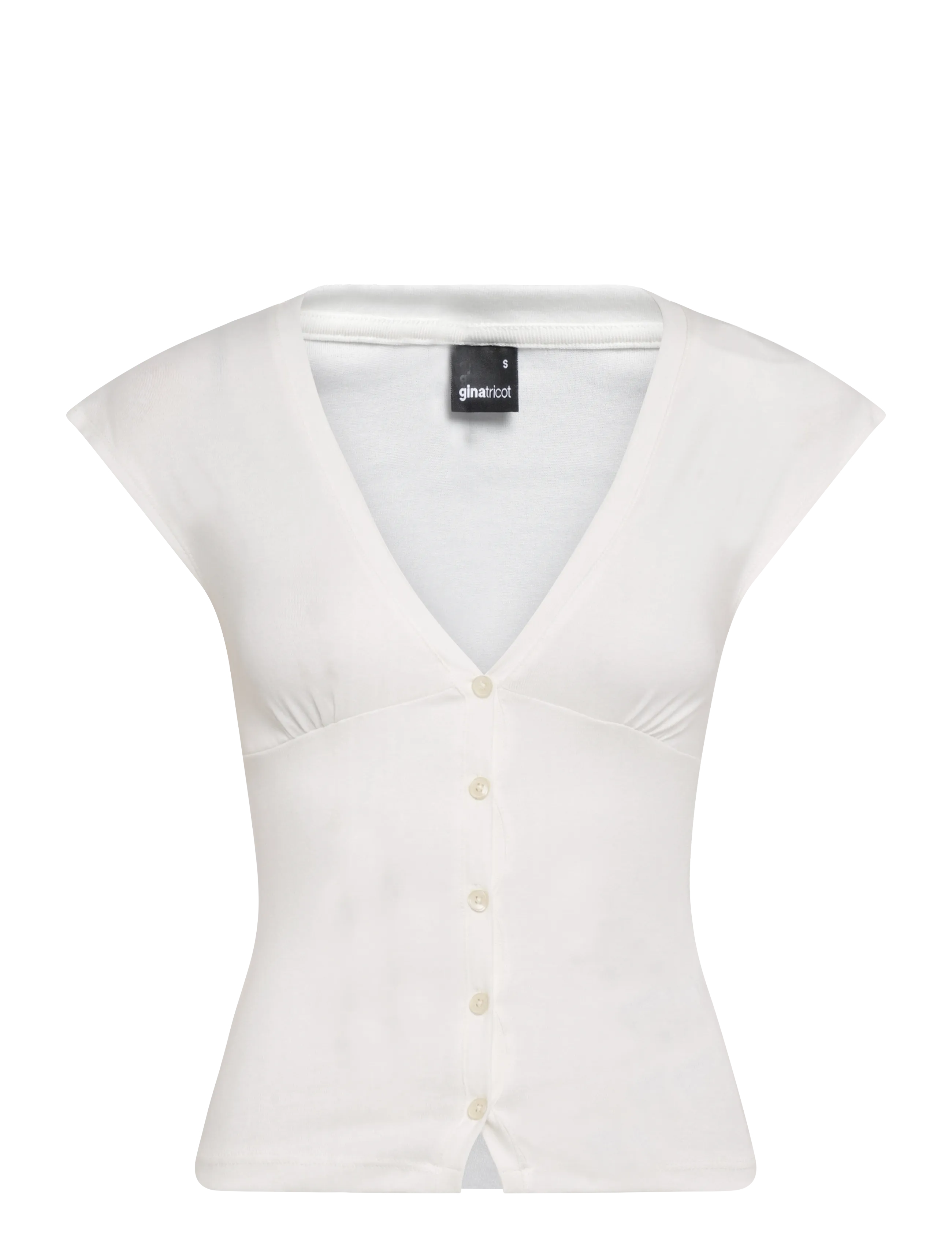 Gina Tricot V-neck button top - T-särgid ja topid - OFFWHITE / white