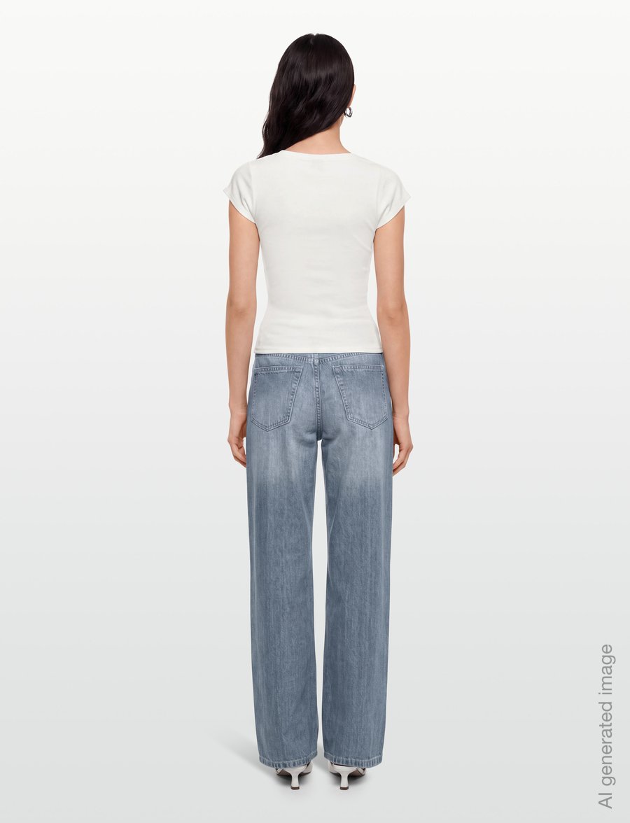 Gina Tricot - V-neck button top - t-särgid - offwhite - 4