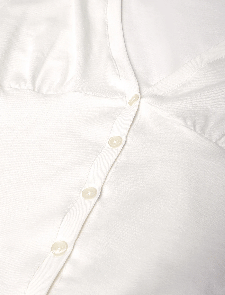Gina Tricot - V-neck button top - t-shirts - offwhite - 2