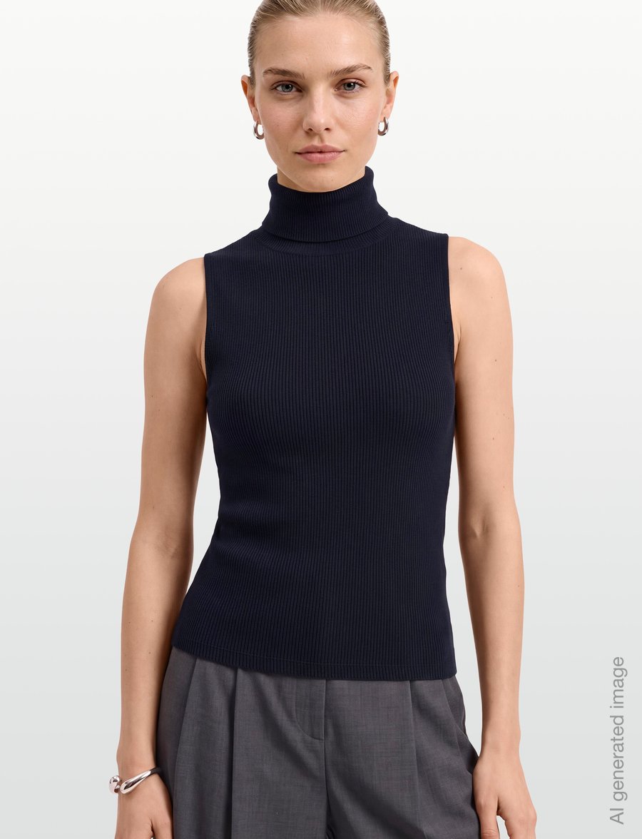 Gina Tricot - Rib polo top - polotröjor - sky captain - 3