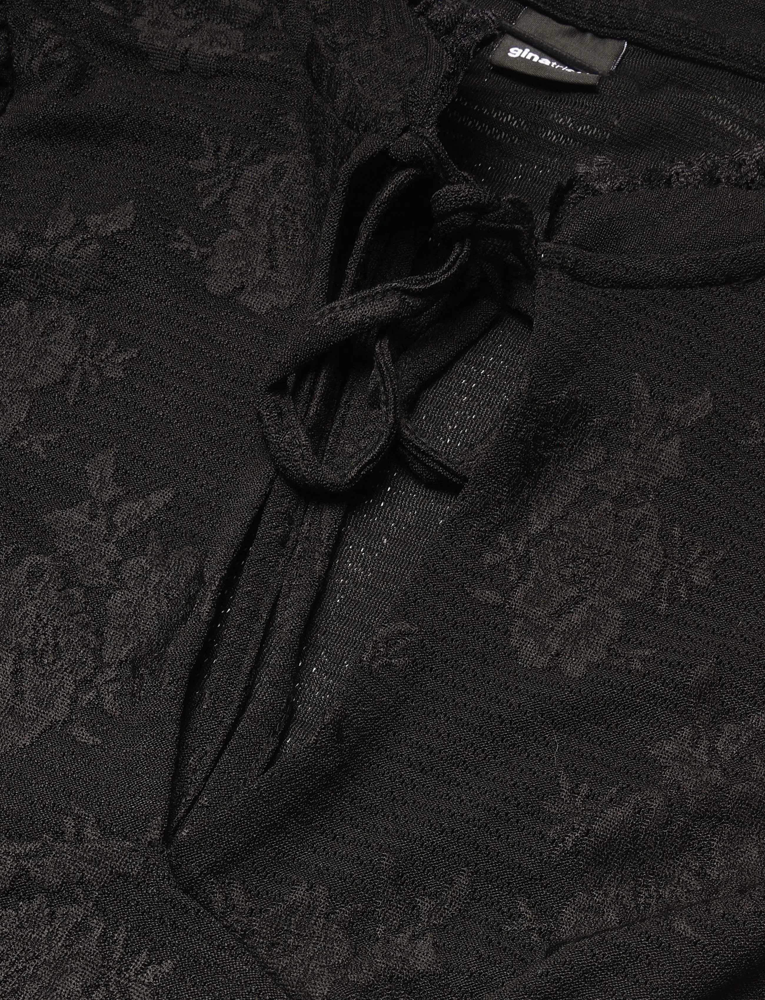 Gina Tricot - Keyhole tie top - lühikeste varrukatega pluusid - black (9000) - 2