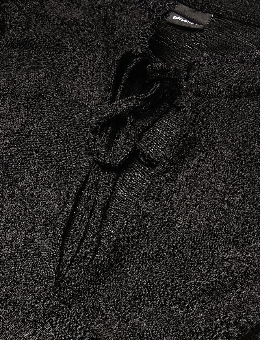 Gina Tricot - Keyhole tie top - lühikeste varrukatega pluusid - black (9000) - 2