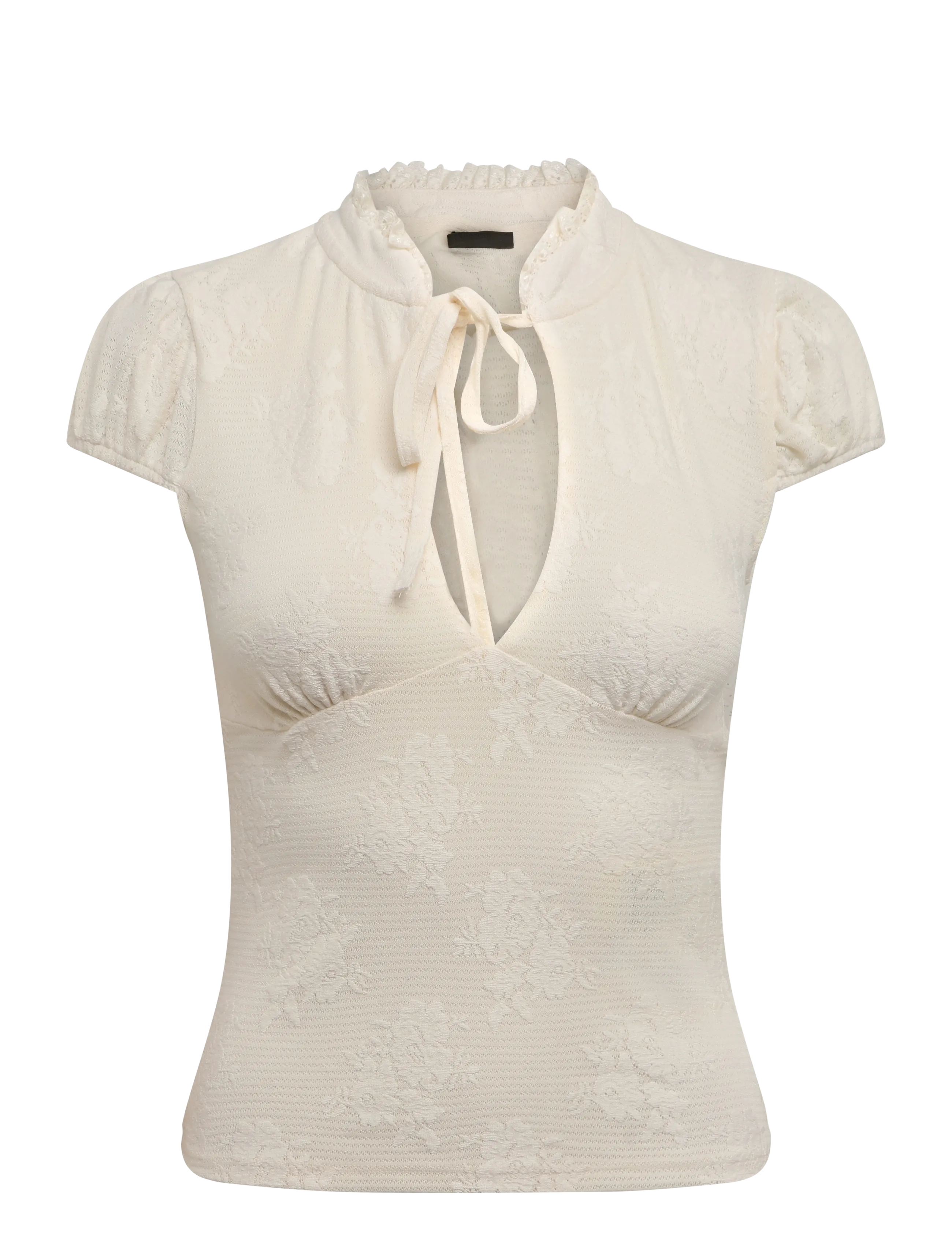 Gina Tricot Keyhole tie top - Kortärmade blusar - CREAM (1047) / cream