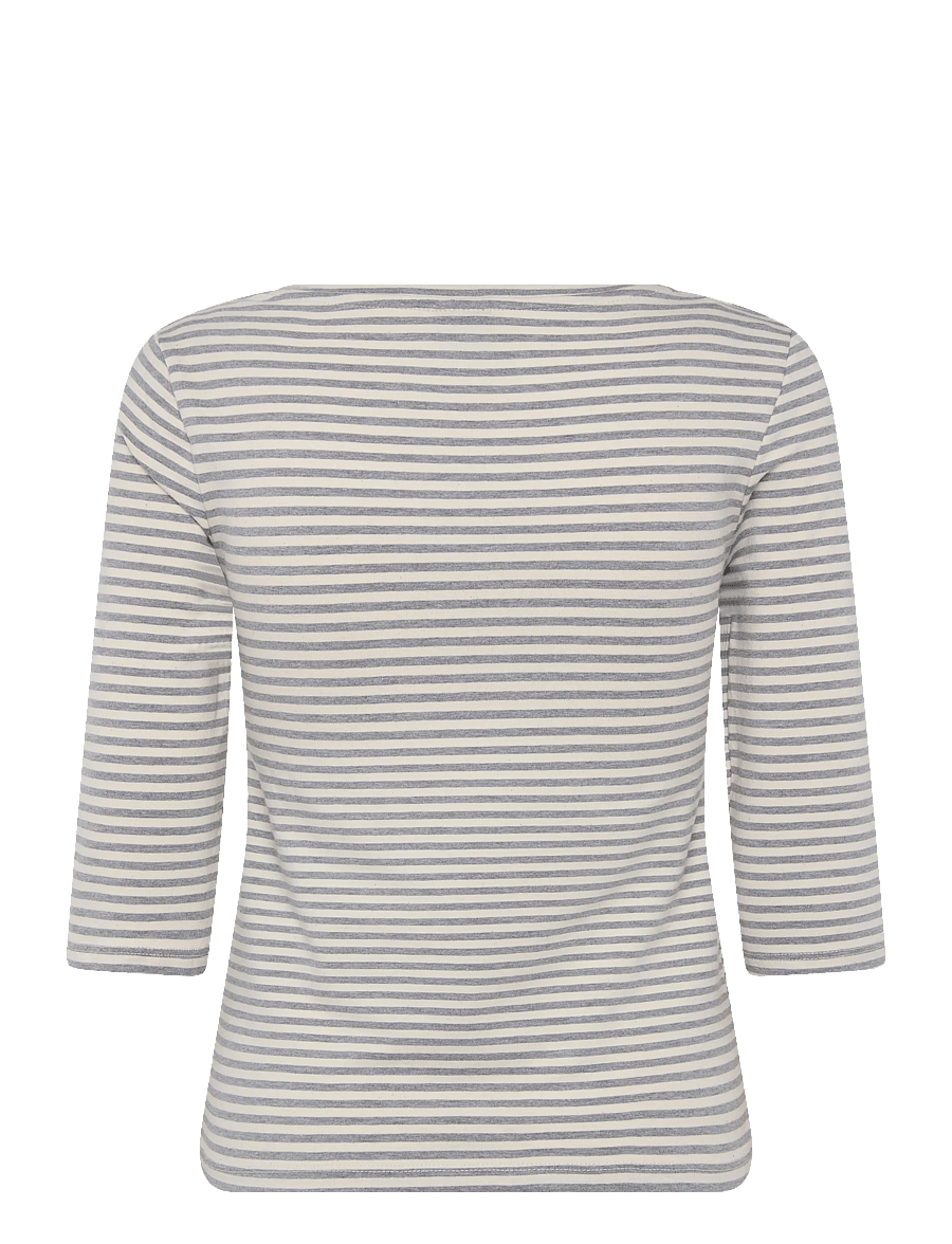 Gina Tricot - V-neck quarter sleeve top - långärmade toppar - grey stripe (6513) - 1