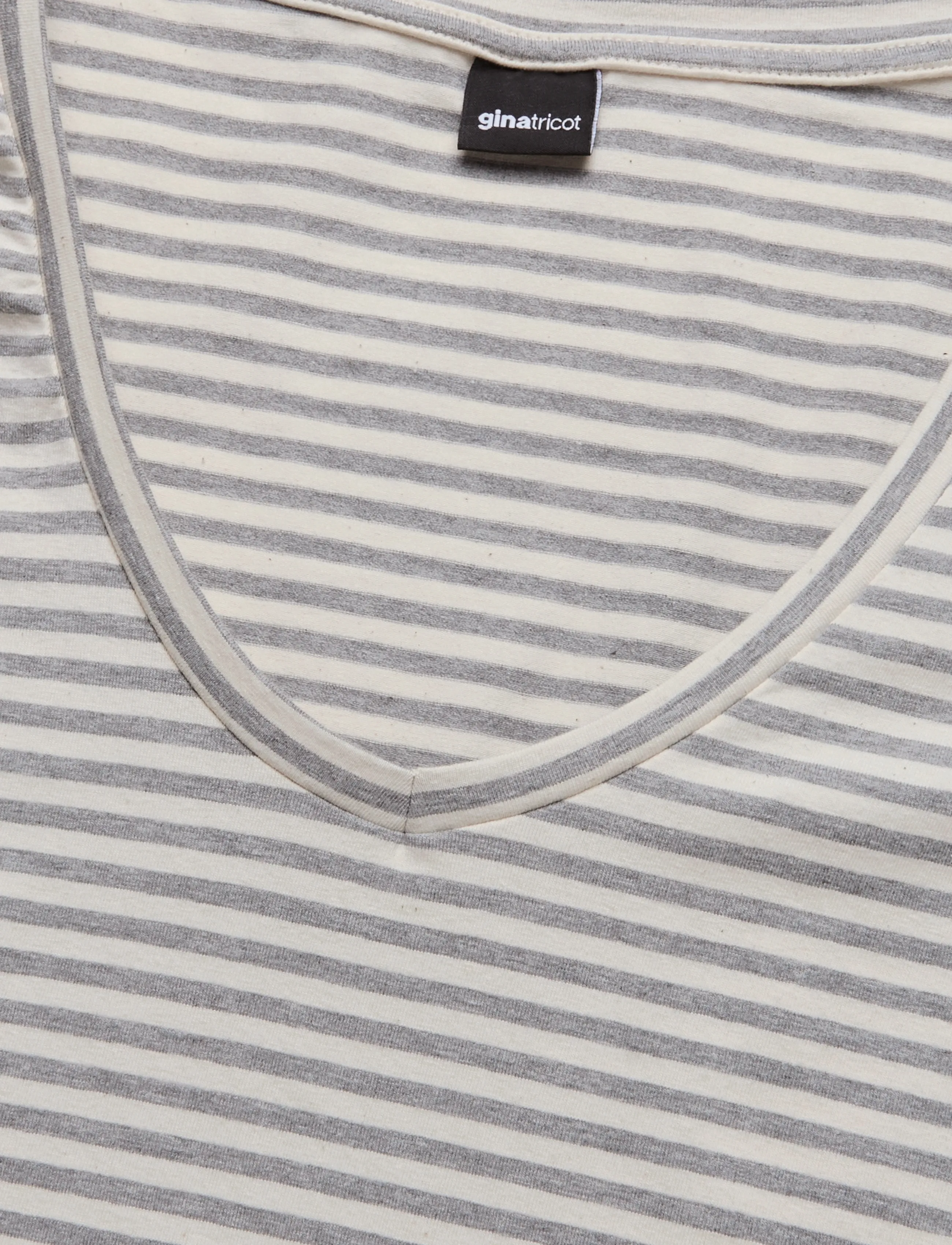 Gina Tricot - V-neck quarter sleeve top - långärmade toppar - grey stripe (6513) - 2