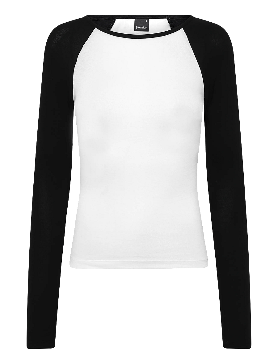 Gina Tricot - Contrast long sleeve top - langärmlige tops - black/white - 0