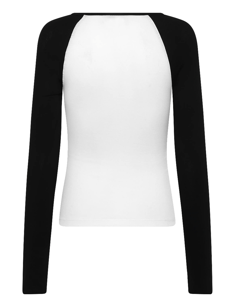 Gina Tricot - Contrast long sleeve top - langärmlige tops - black/white - 1