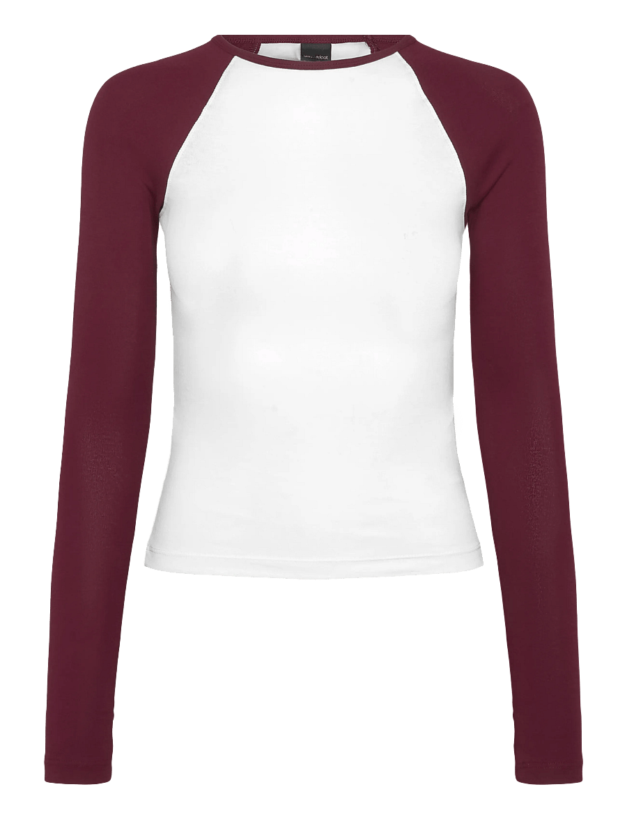Gina Tricot - Contrast long sleeve top - pikkade varrukatega topid - burgundy/white - 0