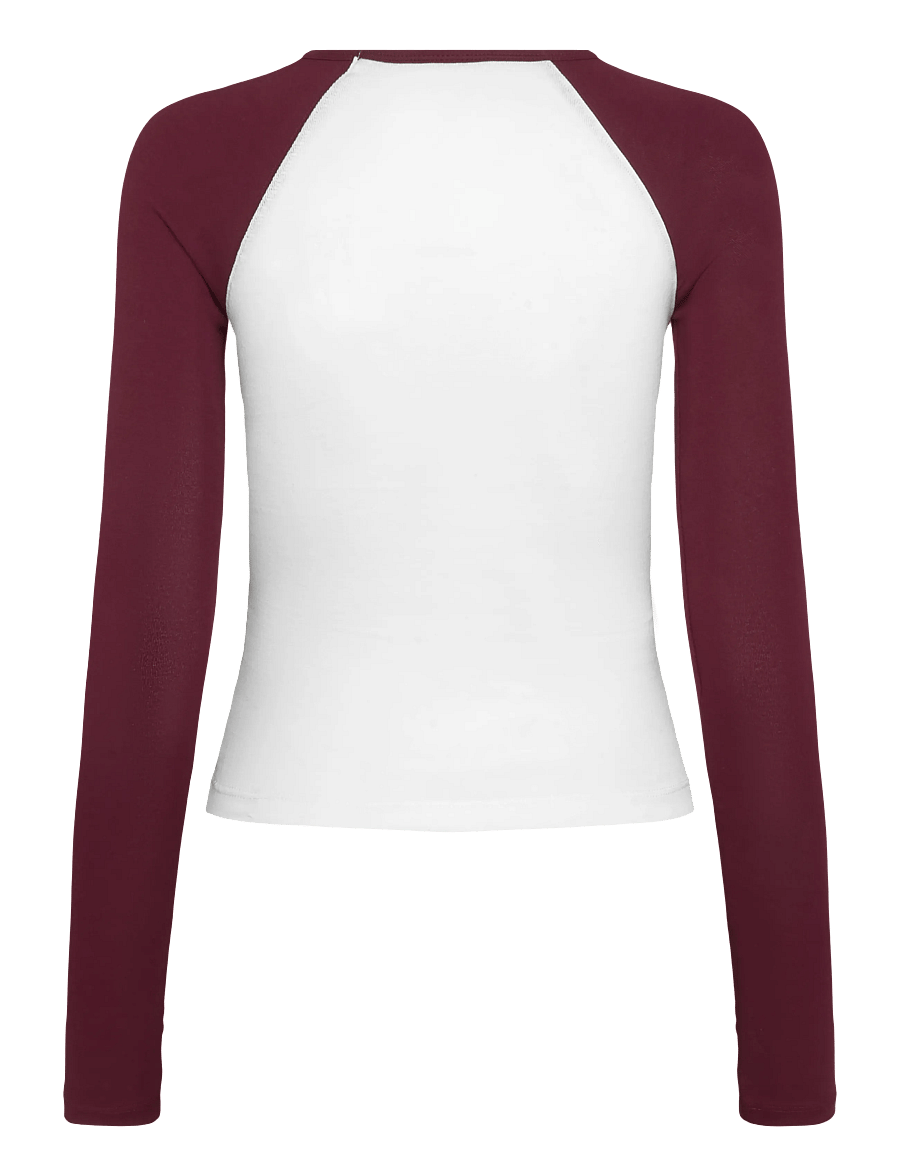 Gina Tricot - Contrast long sleeve top - pikkade varrukatega topid - burgundy/white - 1