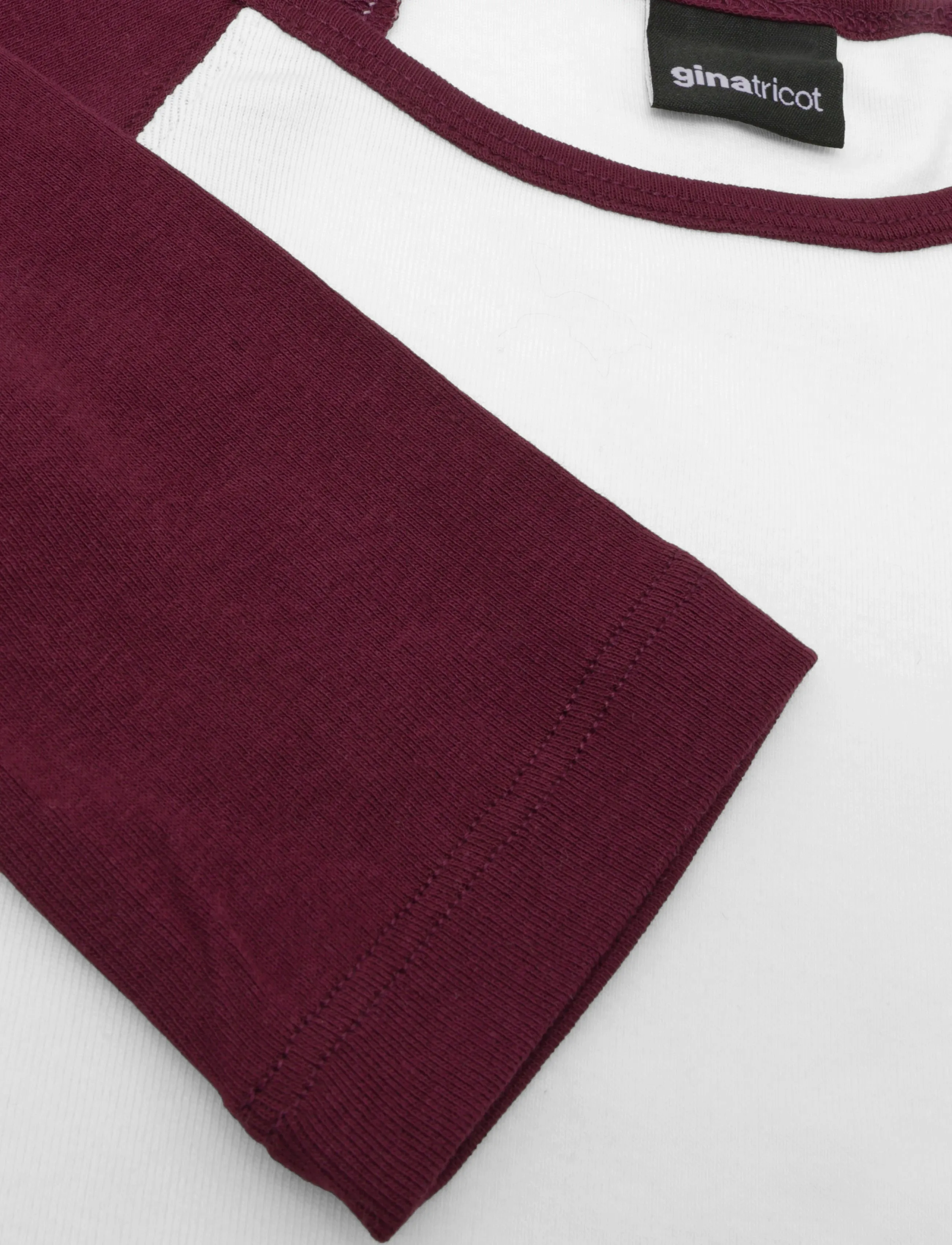 Gina Tricot - Contrast long sleeve top - burgundy/white - 2