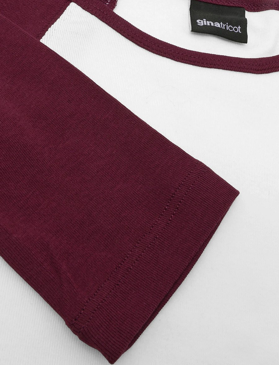 Gina Tricot - Contrast long sleeve top - pikkade varrukatega topid - burgundy/white - 2