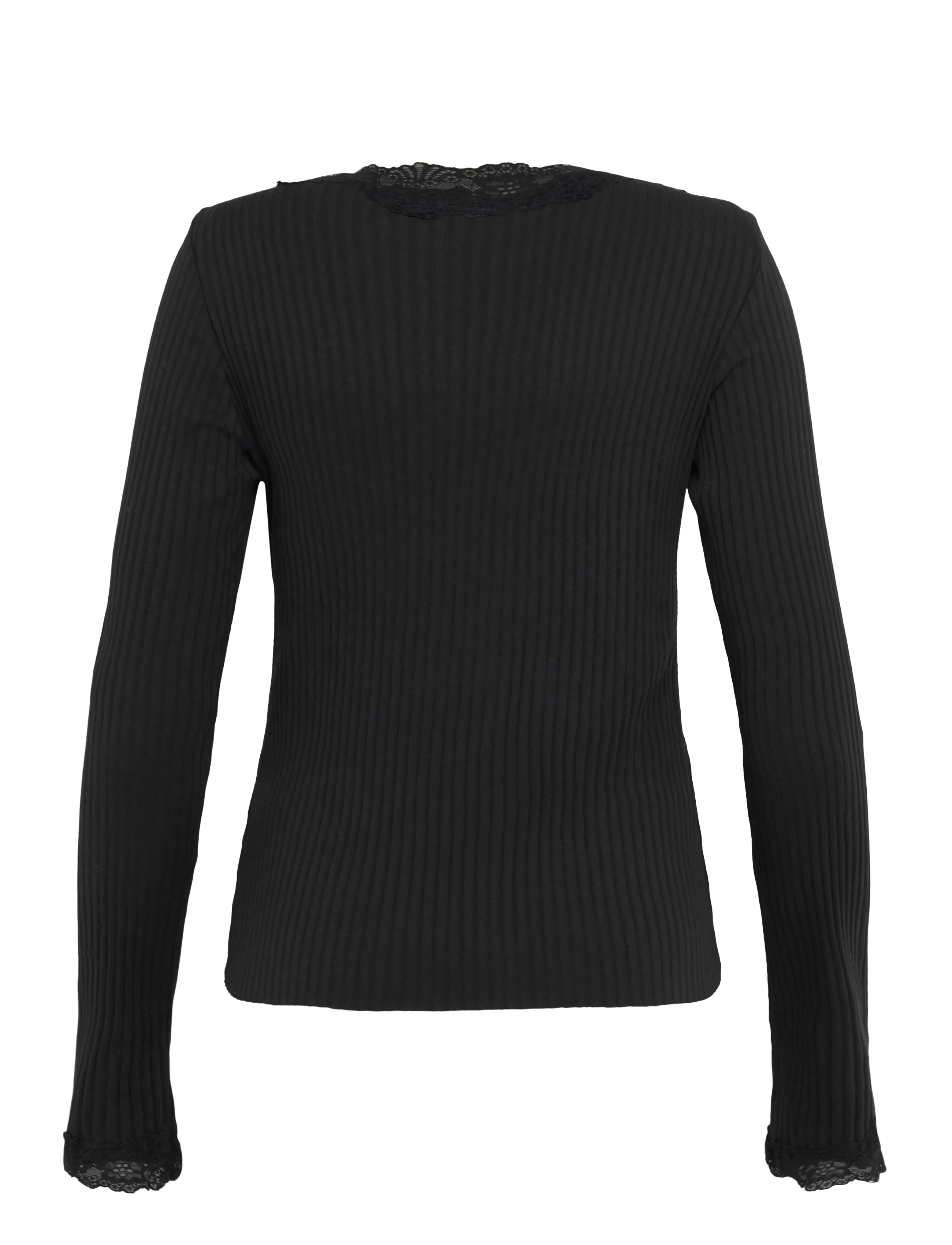 Gina Tricot - Lace detail long sleeve top - striktrøjer - black (9000) - 1