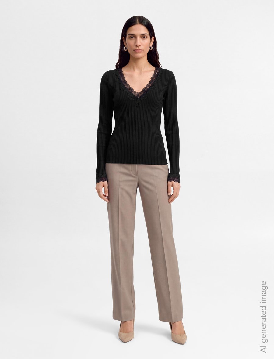 Gina Tricot - Lace detail long sleeve top - pullover - black (9000) - 0
