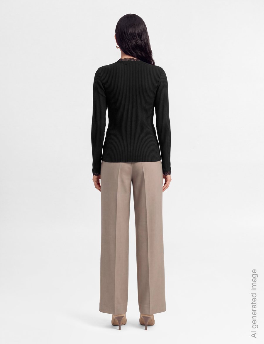 Gina Tricot - Lace detail long sleeve top - pullover - black (9000) - 4