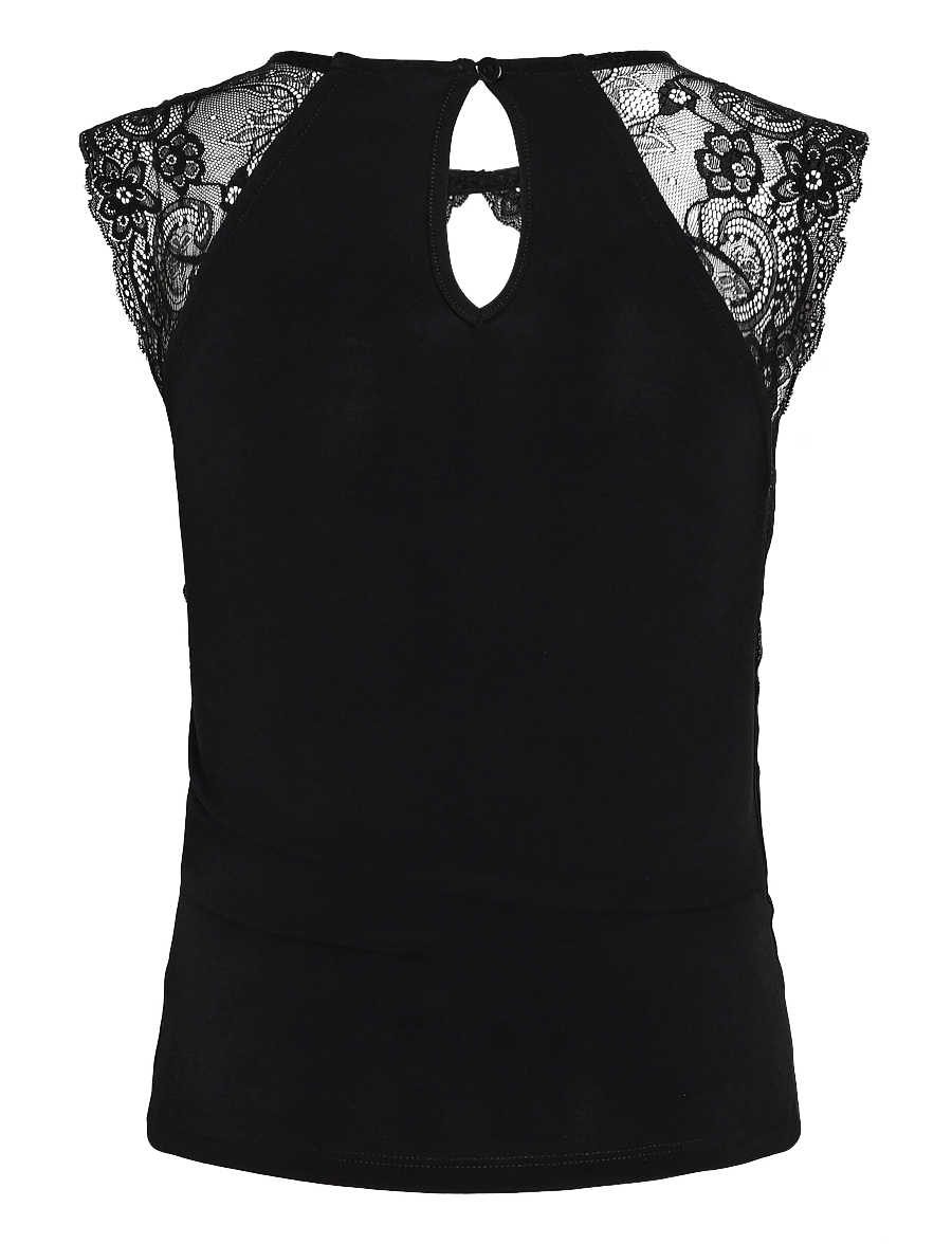 Gina Tricot - Lace detail top - linnen - black (9000) - 1