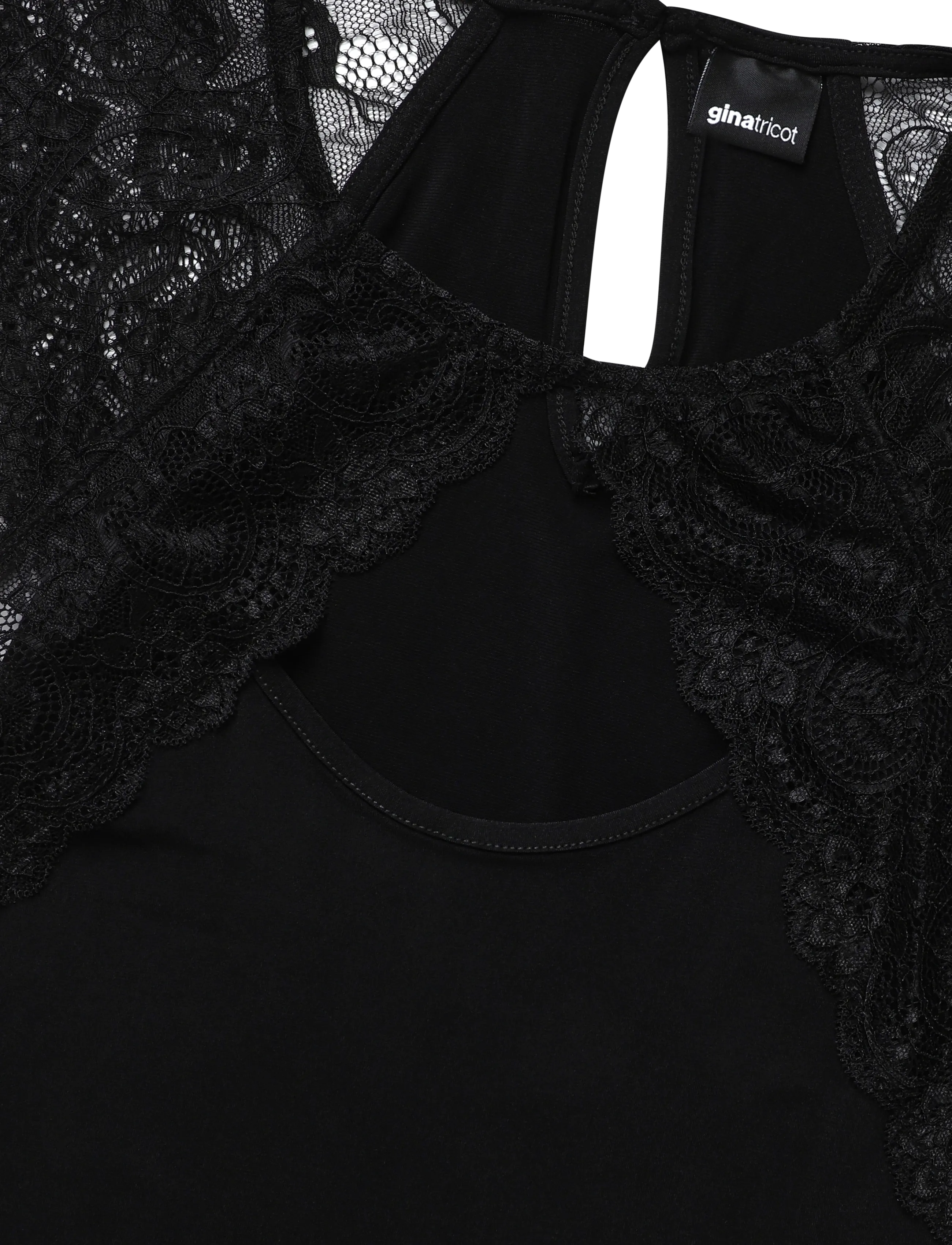 Gina Tricot - Lace detail top - linnen - black (9000) - 2
